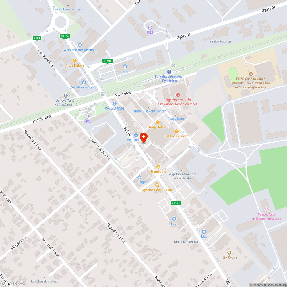 Kátyú bejelentés helye