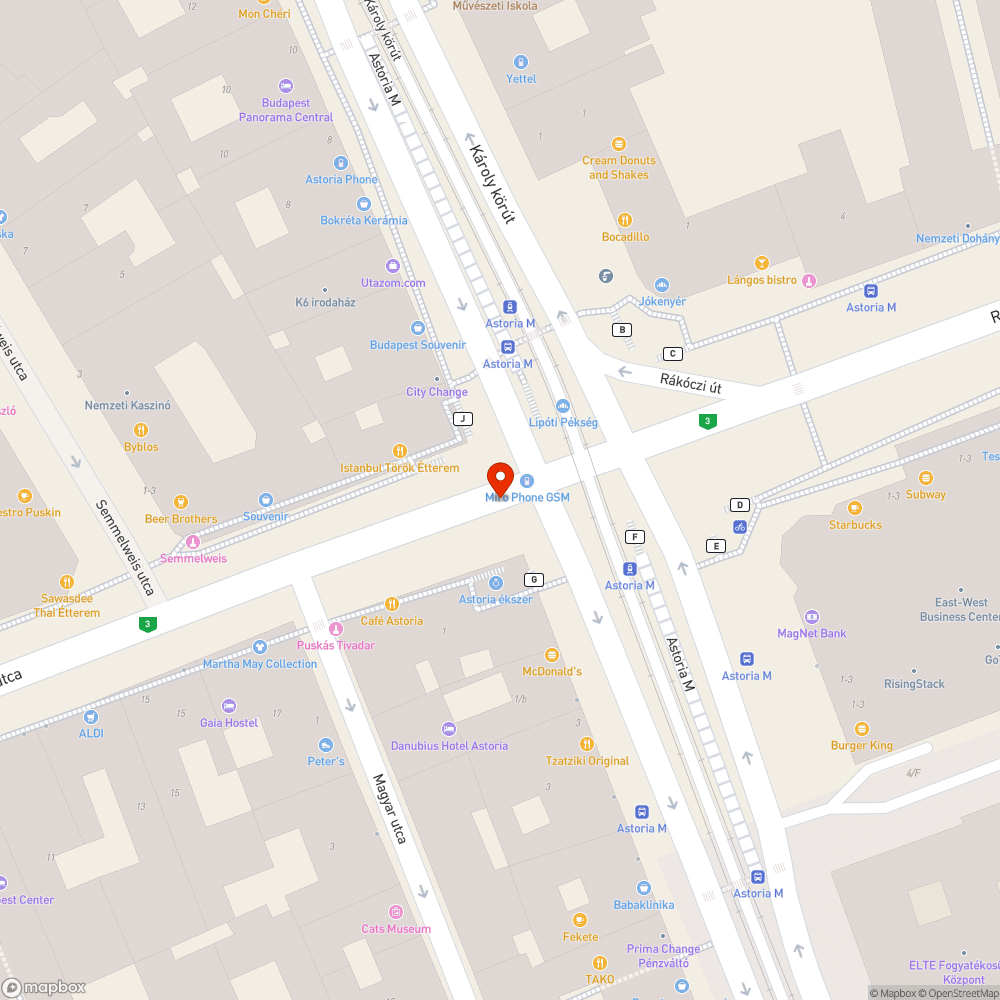 Astoria csomópont köztisztaság bejelentés helye