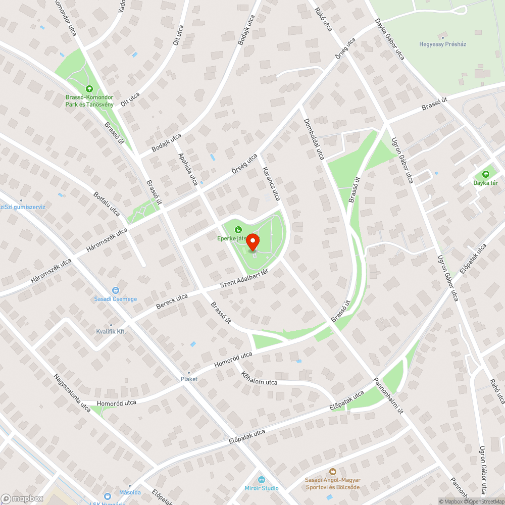 Szent Adalbert tér átcsúszópálya bejelentés helye