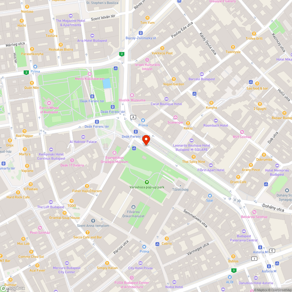 Deák Ferenc téri kukák bejelentés helye