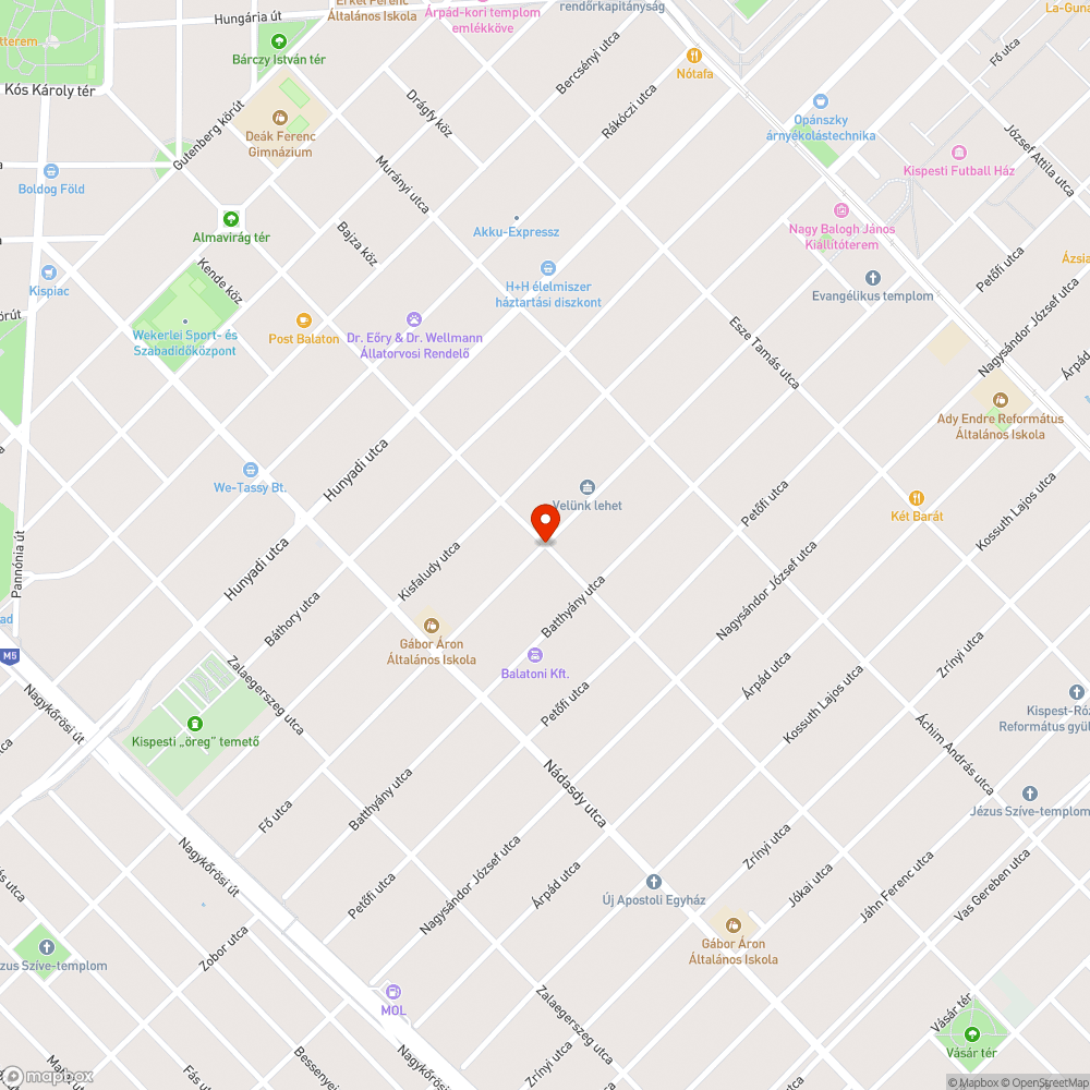 Kátyú bejelentés helye