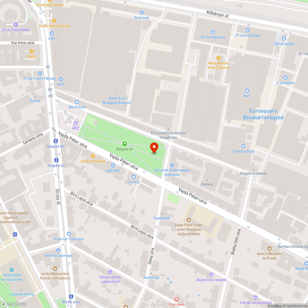 Kiégetett a parkban az izzó bejelentés helye