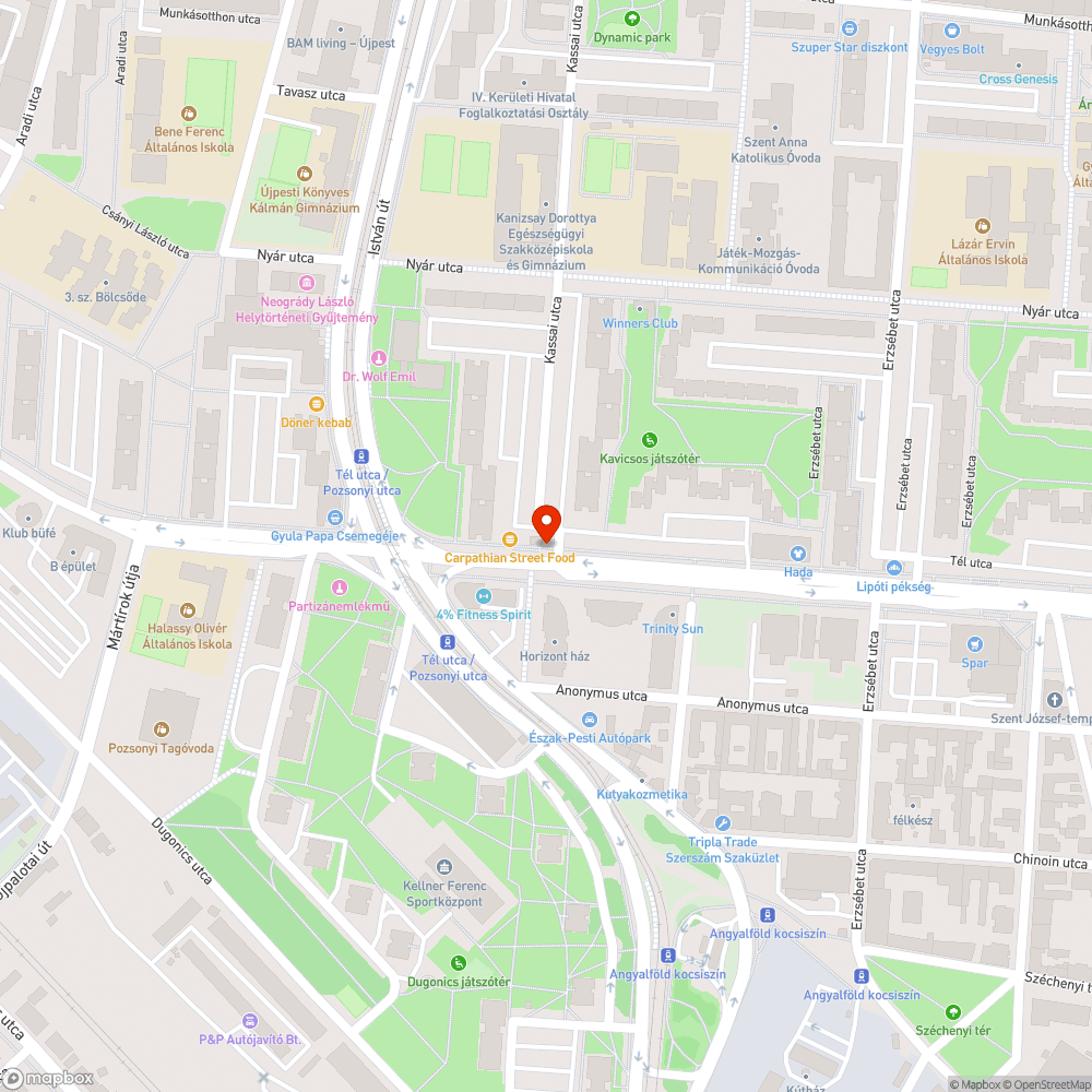 Járdán parkolás a Tél utcában Újpesten bejelentés helye