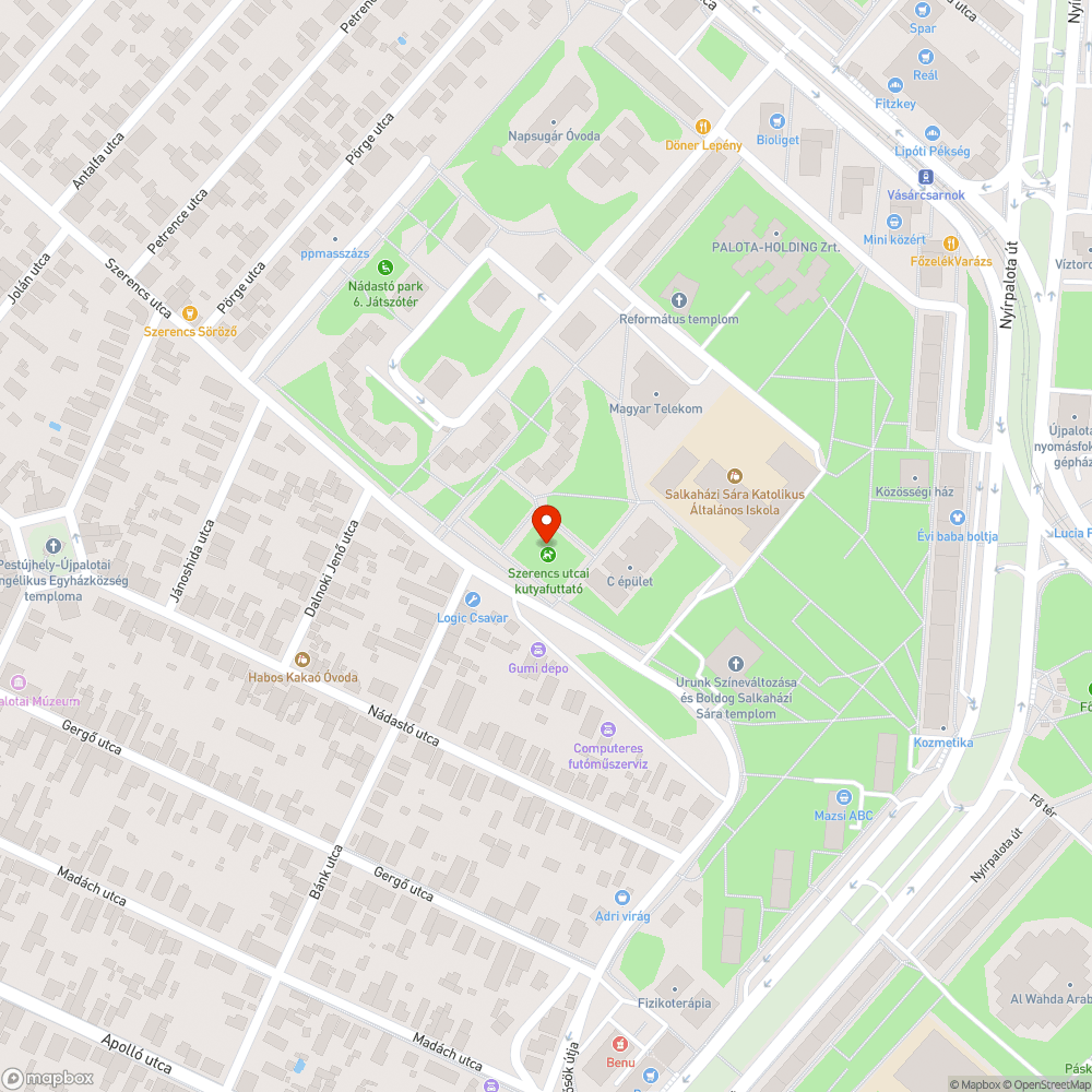 Szerencs utcai kutyafuttató bejelentés helye