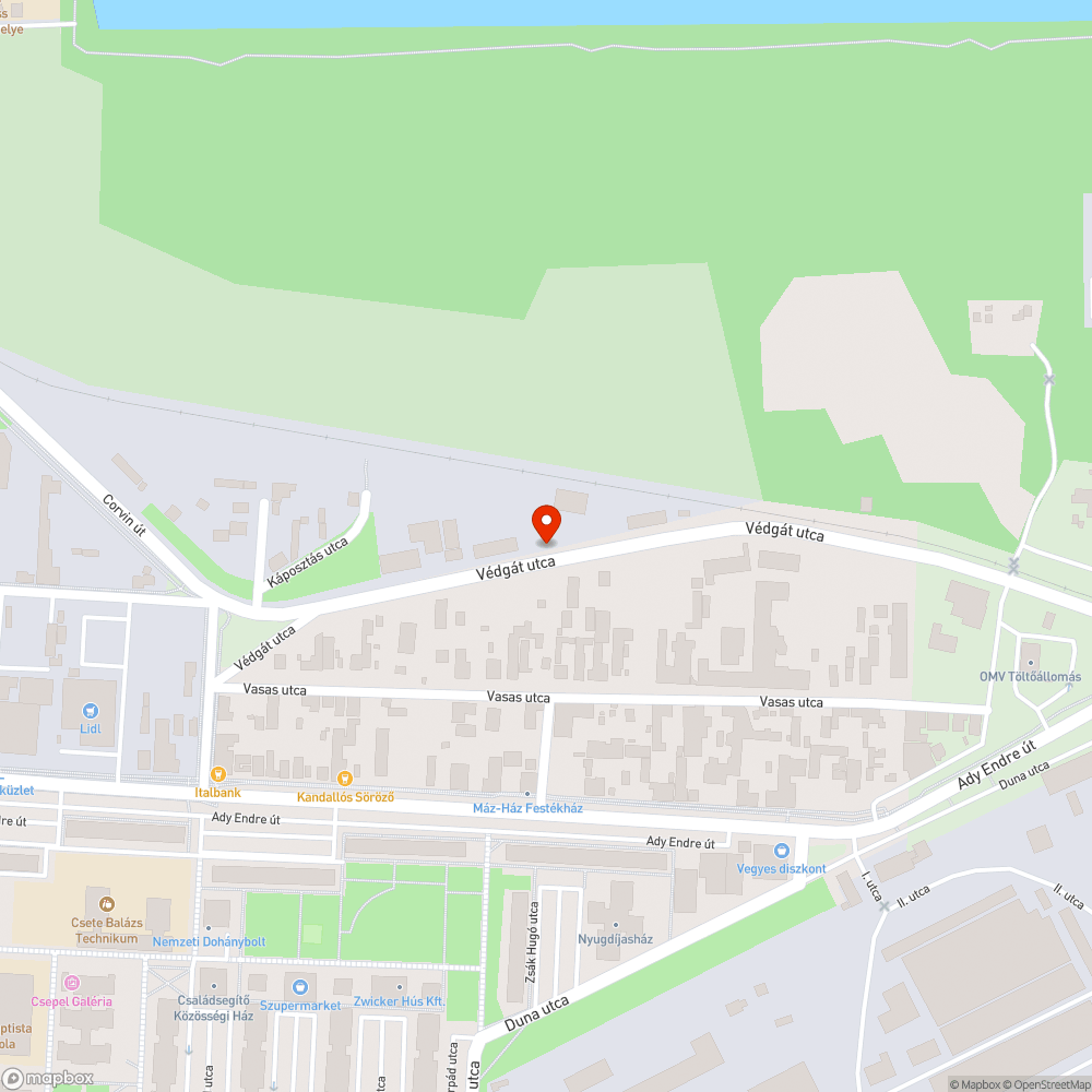 Védgát utca szemétlerakás bejelentés helye