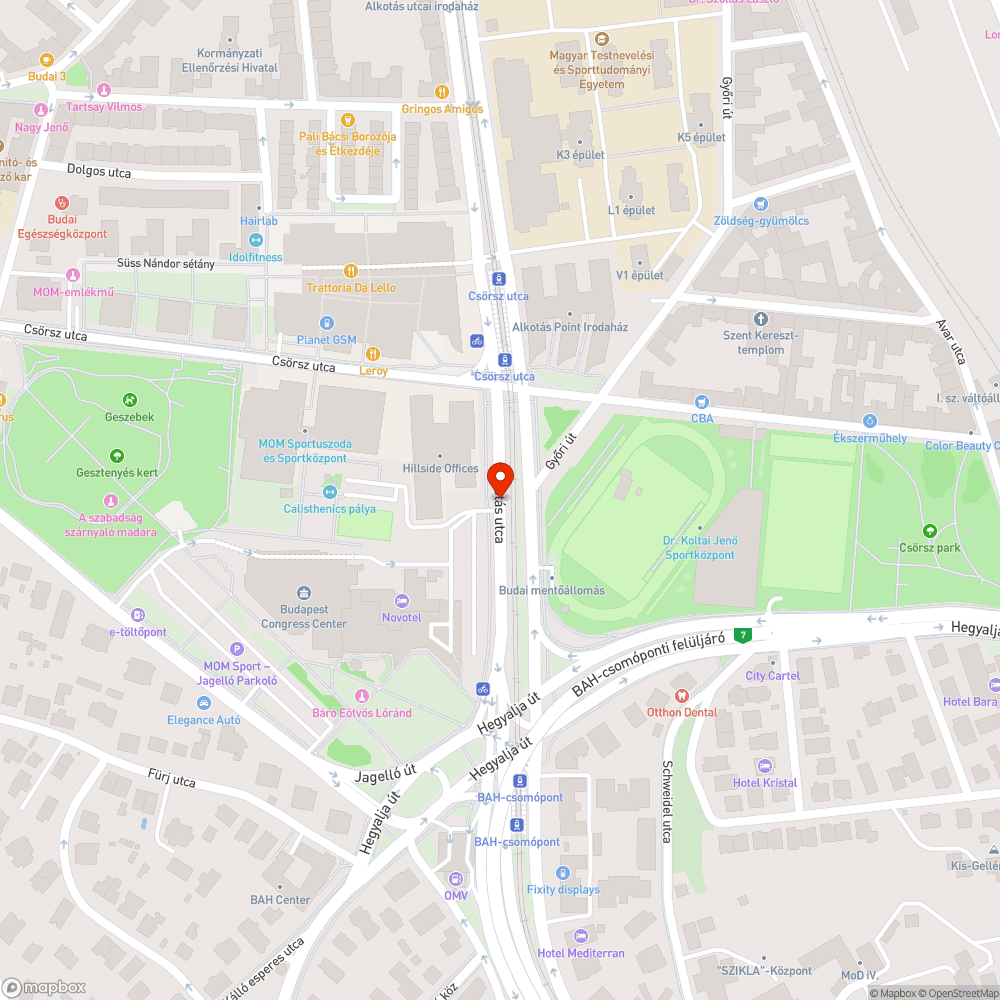 Veszélyes kátyú az Alkotás úton bejelentés helye