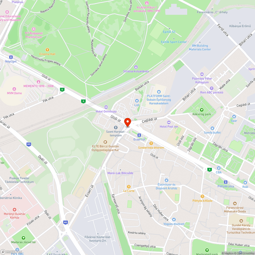 Ecseri úton Üllői út kereszteződésében kátyú bejelentés helye