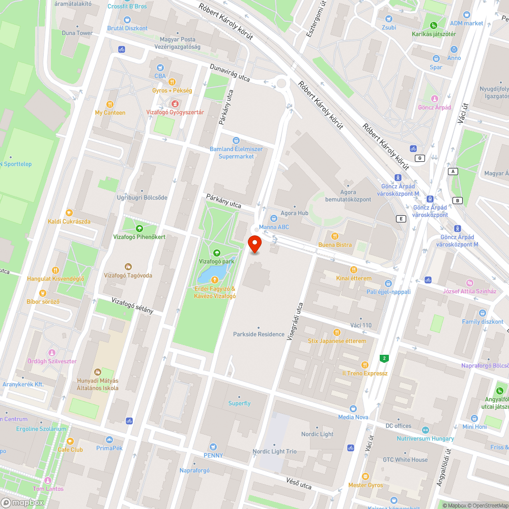 Halványan világító villanyoszlop az Esztergomi úton bejelentés helye