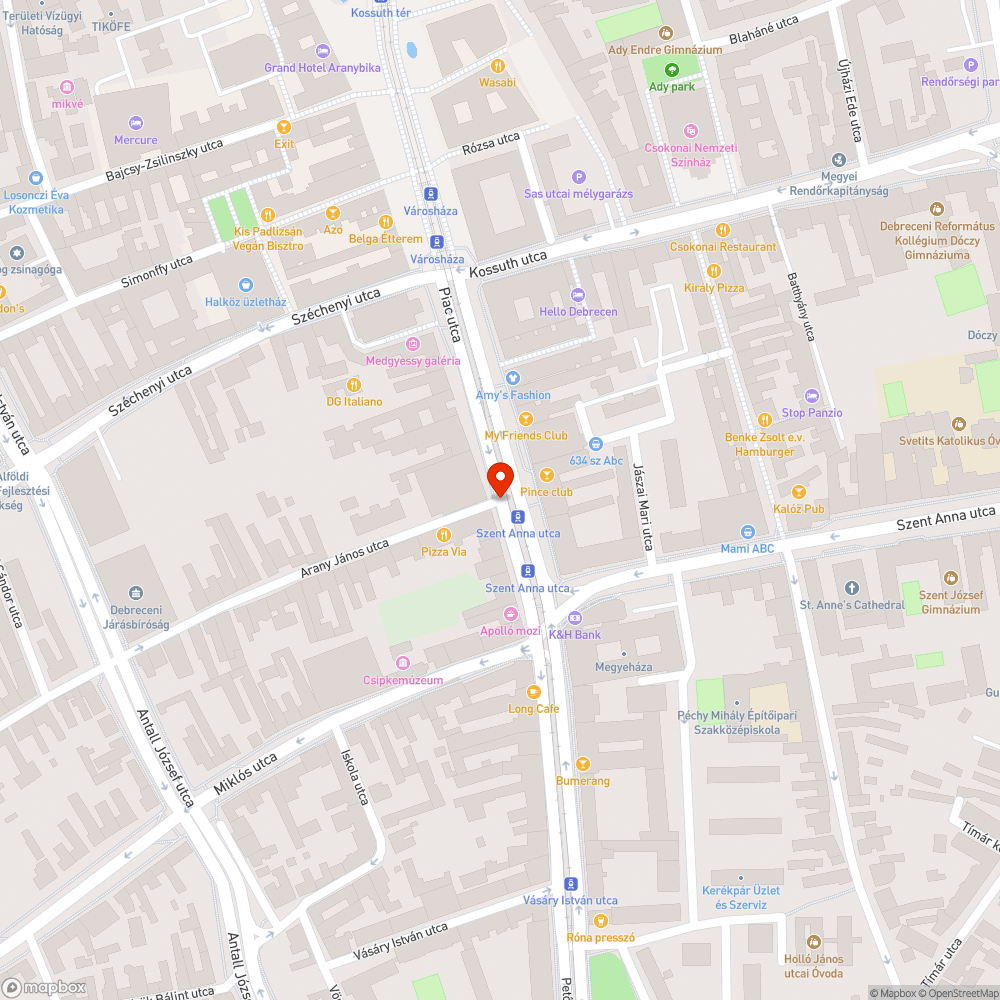 áramszünet a közvilágításban, Arany János utca bejelentés helye