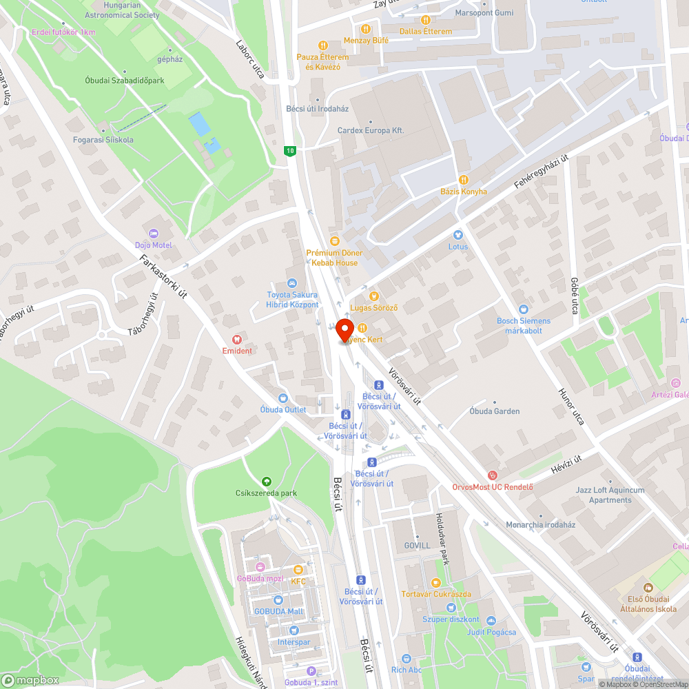 Veszélyes kátyú bejelentés helye