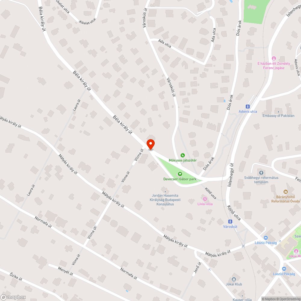 Kátyúból kavics repül a gyalogosokra bejelentés helye