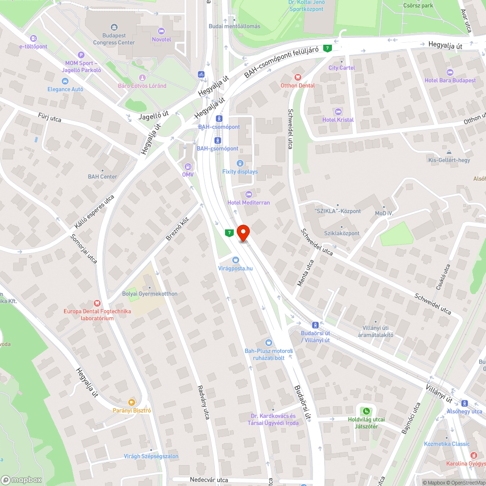 Elhagyott megrongált Ford Focus a BAH-nál bejelentés helye