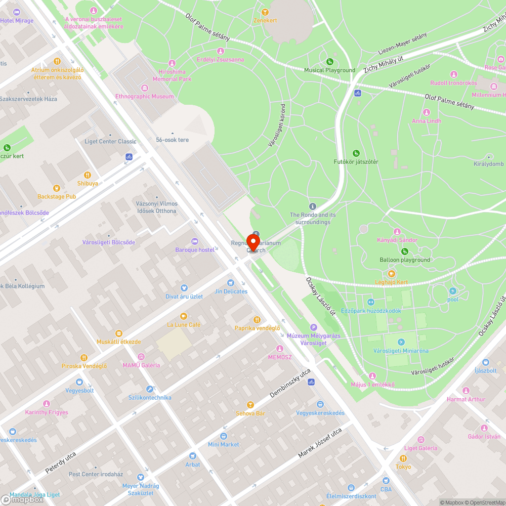 Sérült kerítés a liget mélygarázsnál bejelentés helye