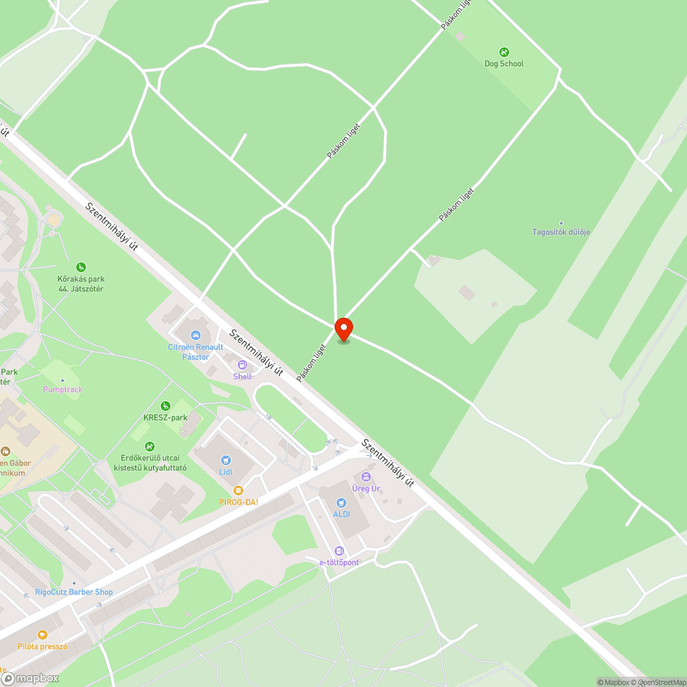 Zöldterületen elhagyott szemét bejelentés helye