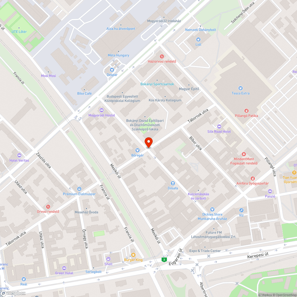 Eltulajdonított bevásárlókocsi bejelentés helye