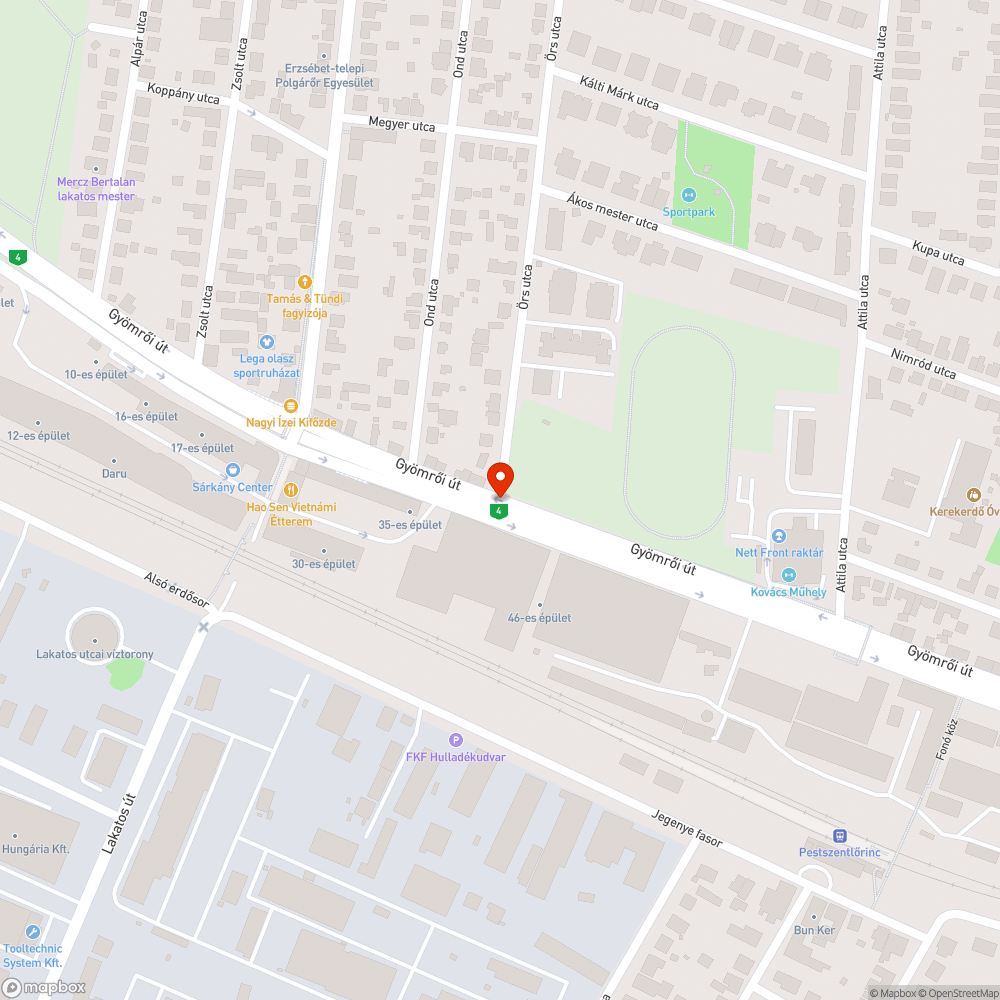 Mély kátyú bejelentés helye