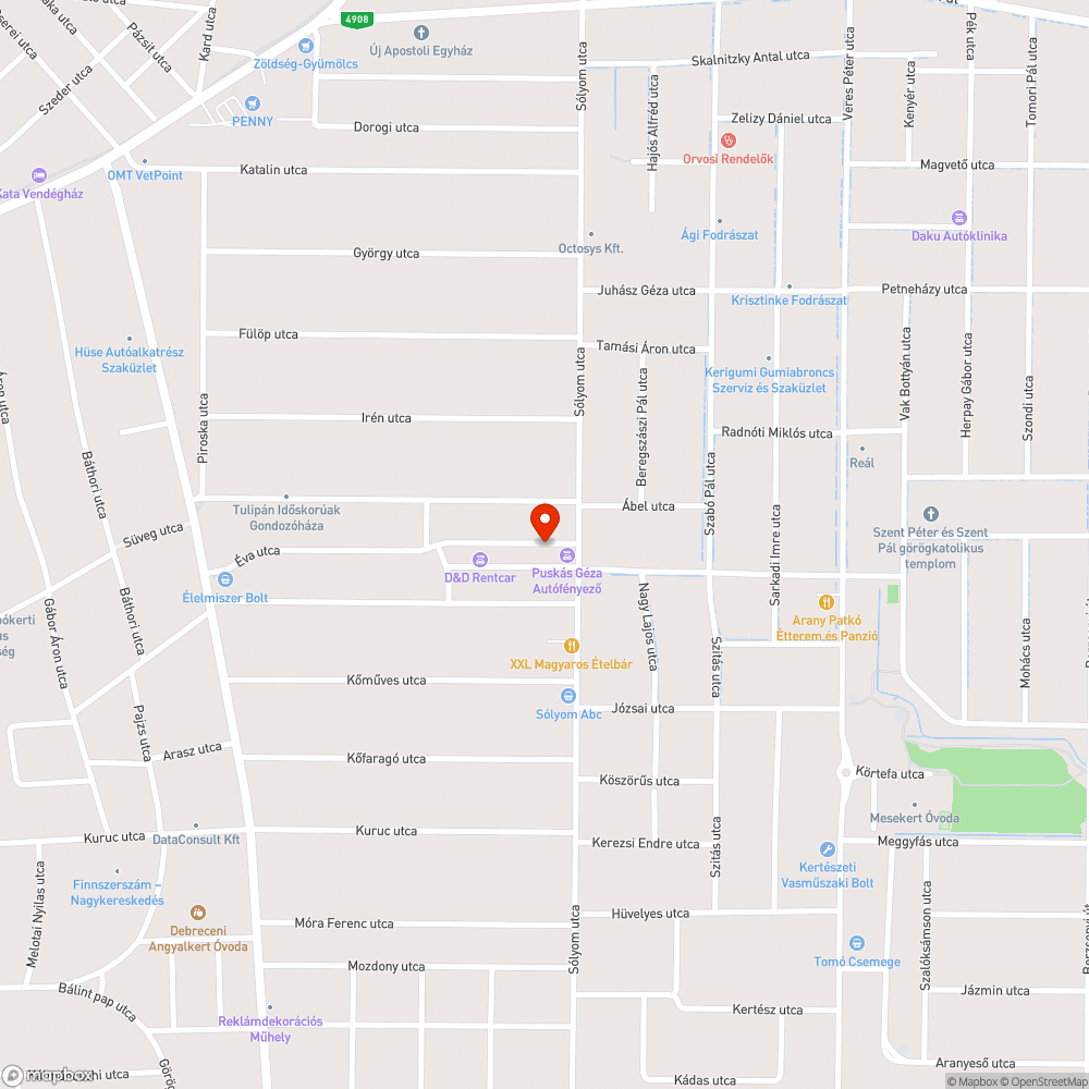 Kátyú az Éva utcán bejelentés helye