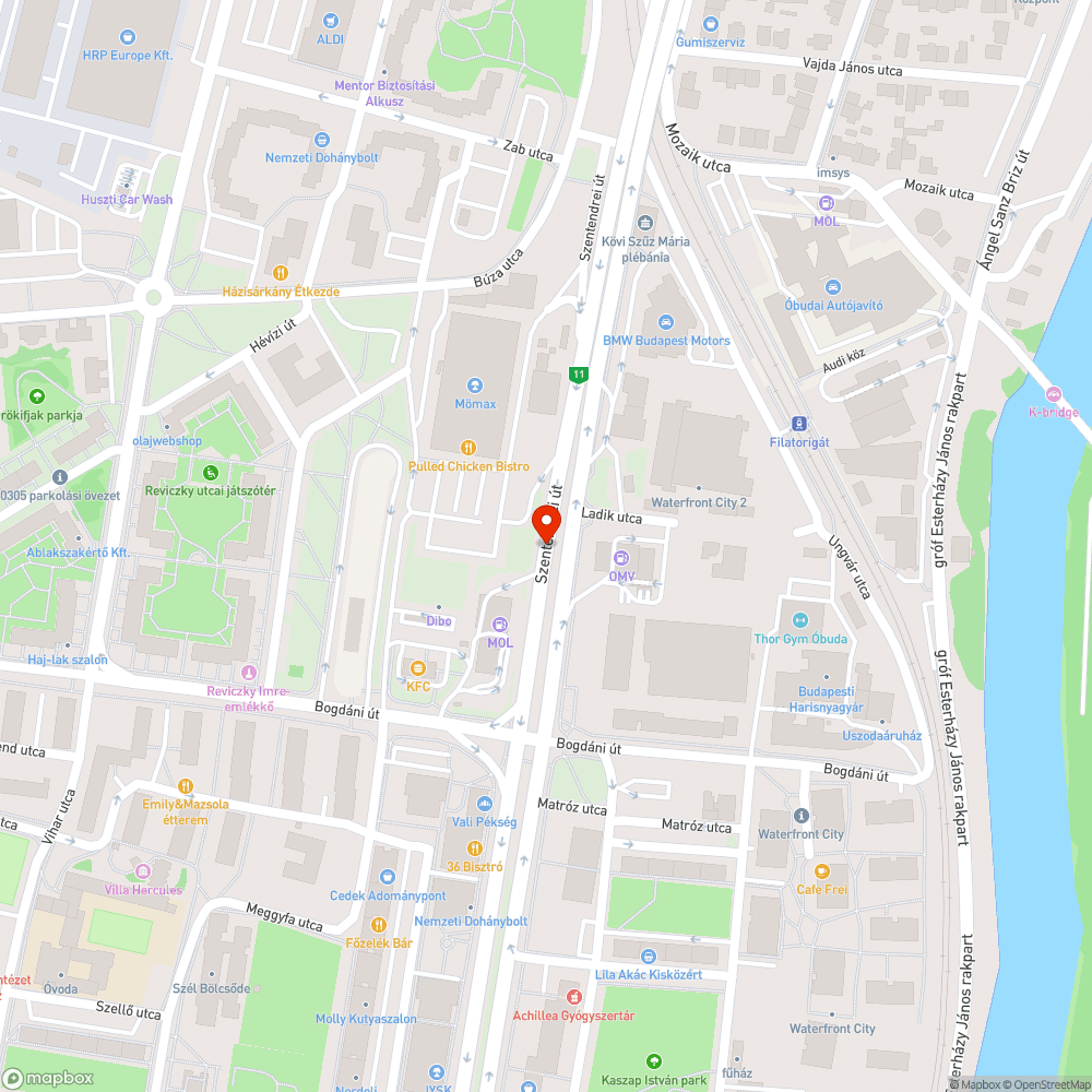 Szentendrei út kátyúkkal teli jobb oldali sáv bejelentés helye