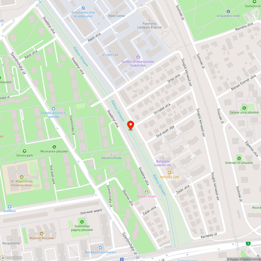 Kiásott Rakos-patak töltés bejelentés helye