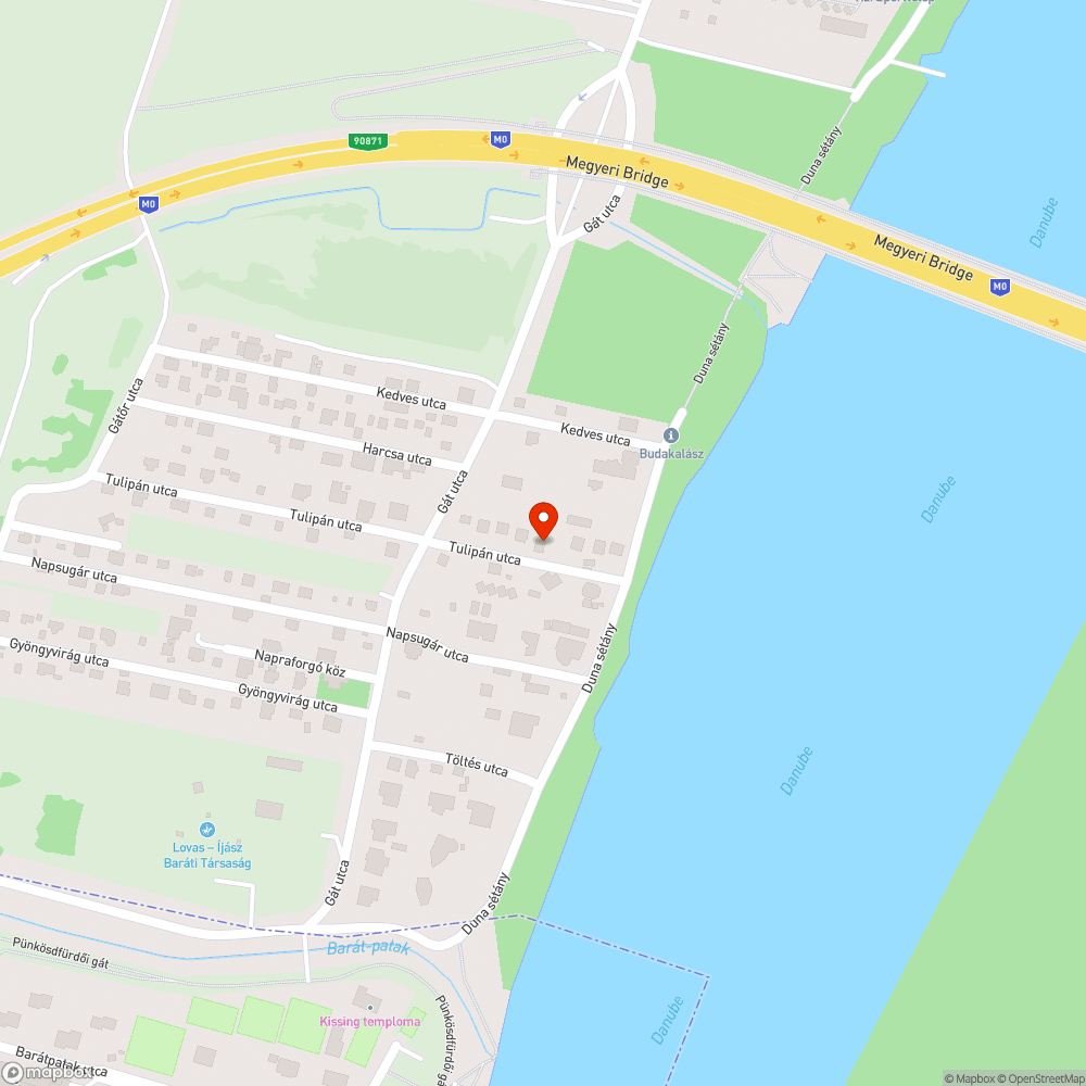 Budakalász Dunaparti Tulipán utca járhatatlan (gát-eurovelo közötti szakasz) bejelentés helye