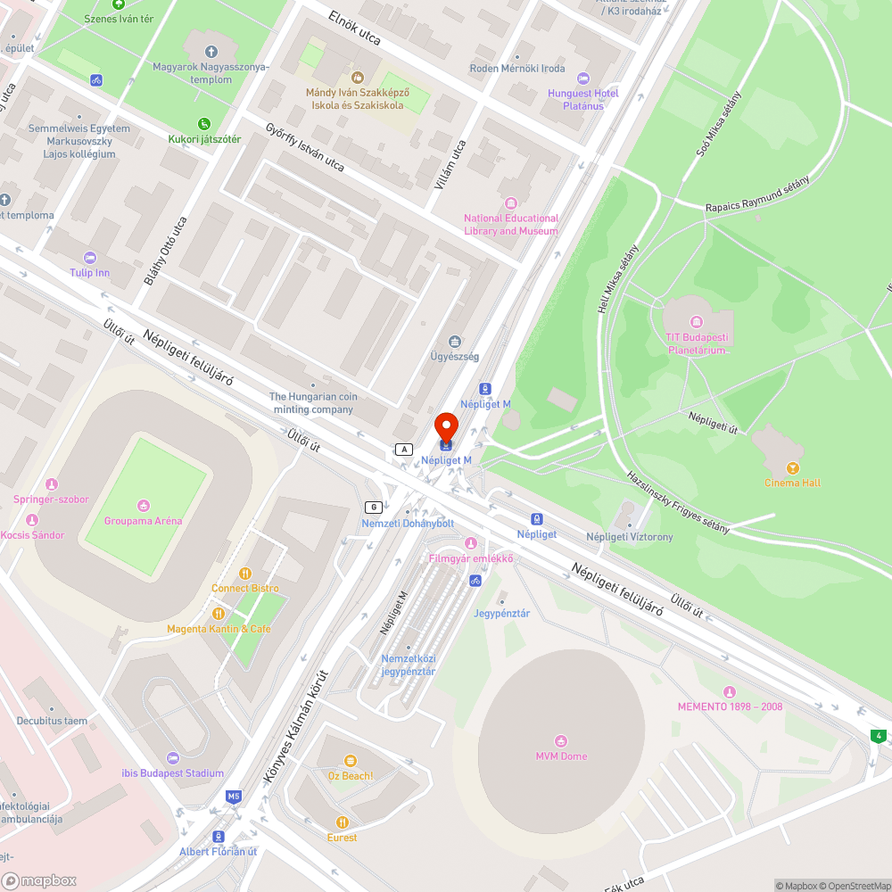 Graffitik eltávolítása a Népligetnél, az 1-es villamos aluljárójában bejelentés helye