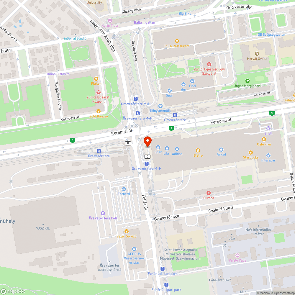 Kerékpárút kátyú bejelentés helye