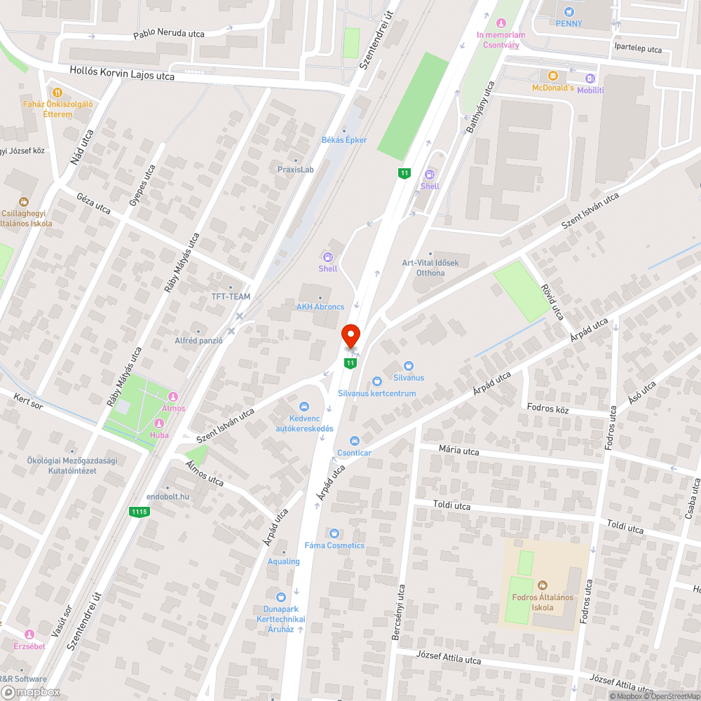 Kátyúk bejelentés helye