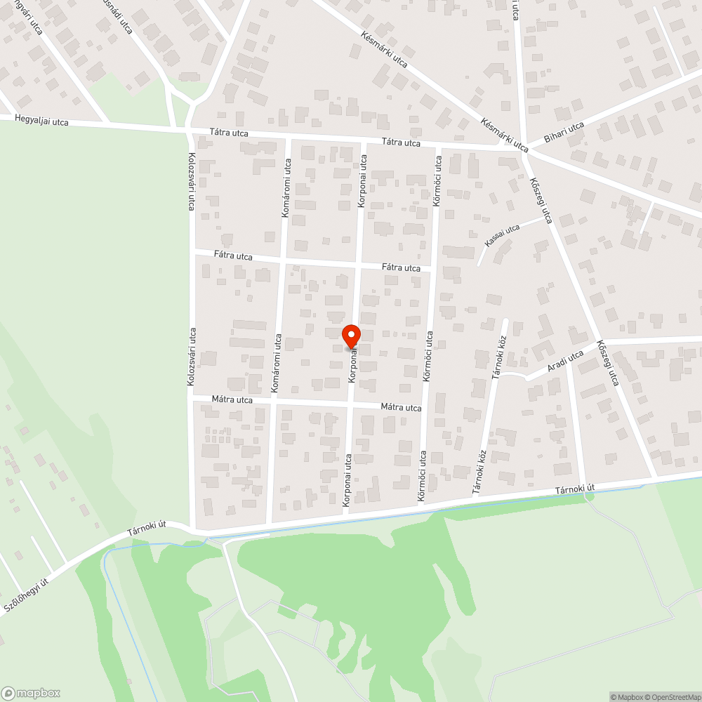 Korponai utca kátyúk bejelentés helye