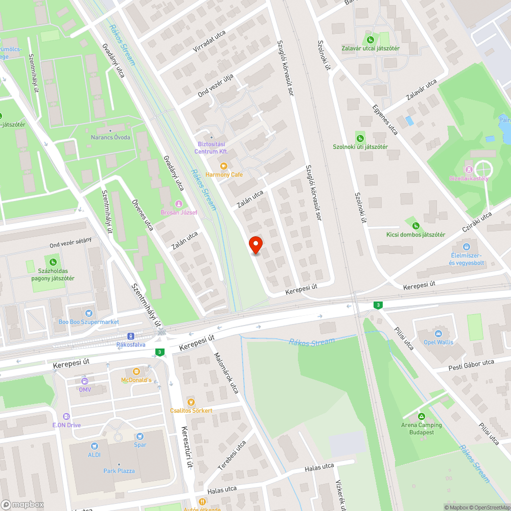 Kátyú az úttesten bejelentés helye