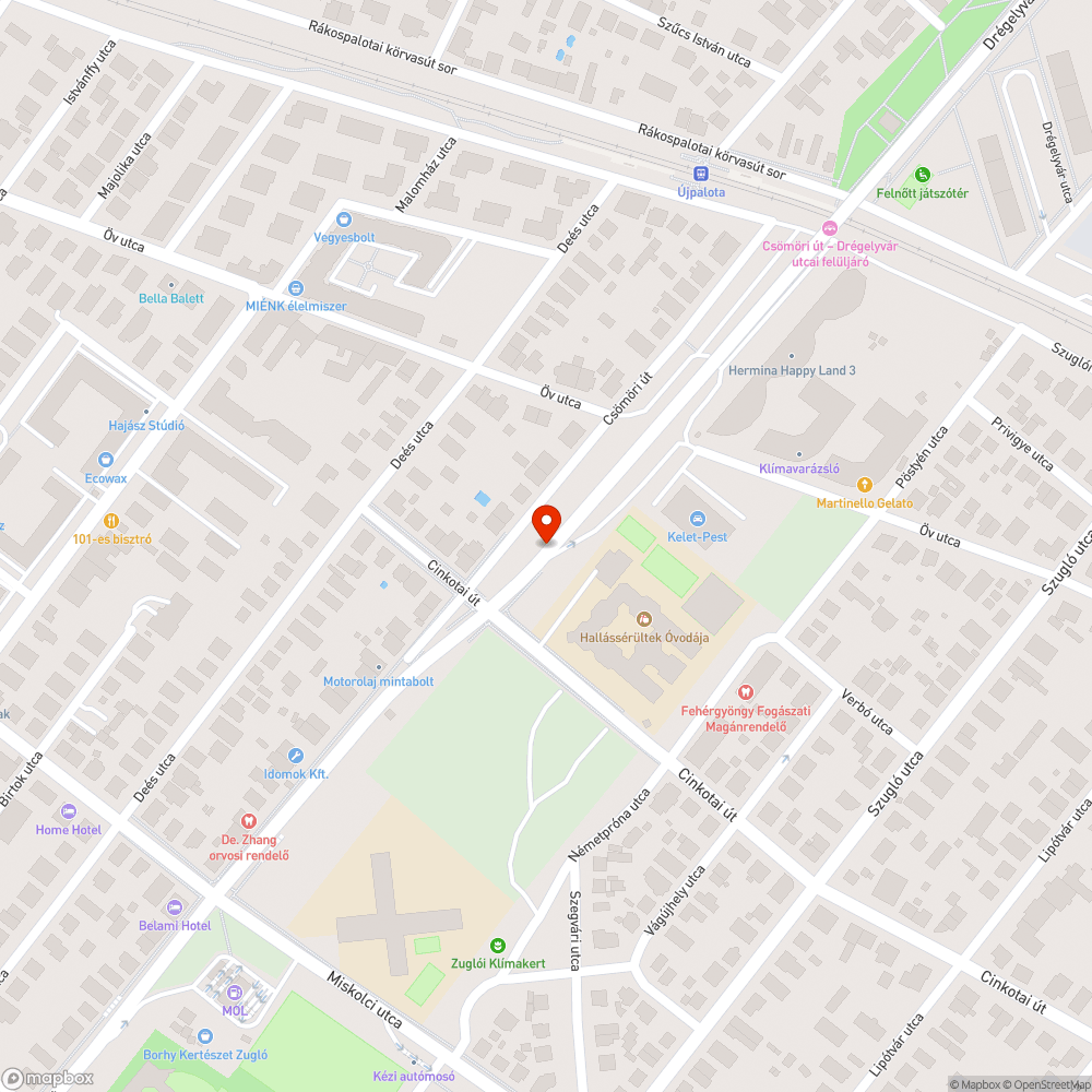 Úthiba bejelentés helye