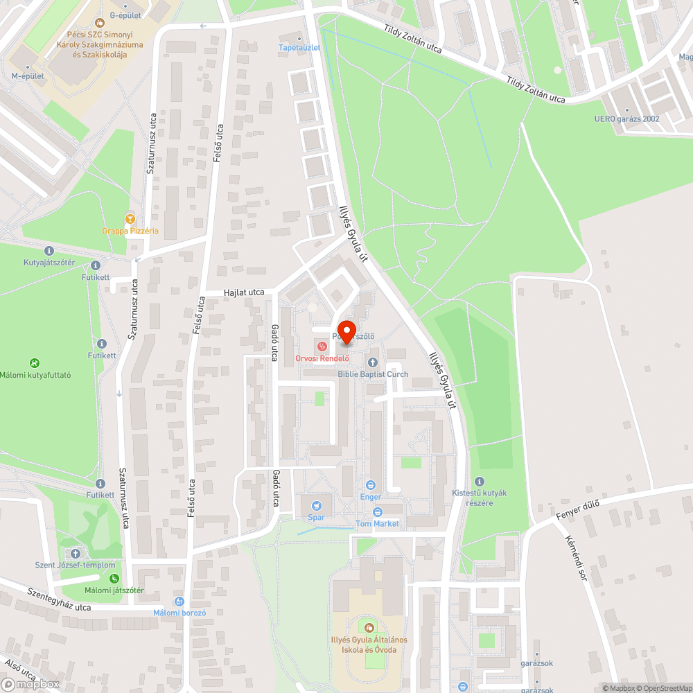 Törött pad bejelentés helye