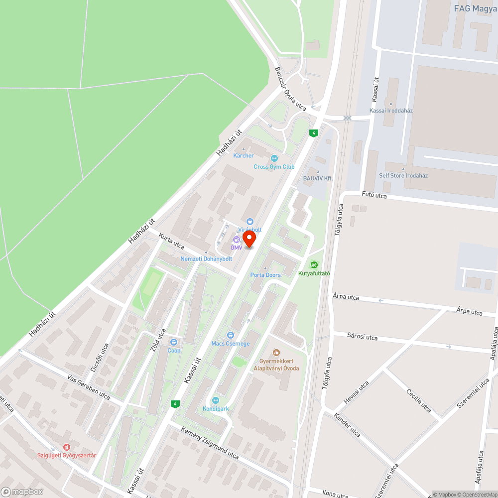 Citylight világítás (OMV Kút Debrecen, Kassai út) bejelentés helye