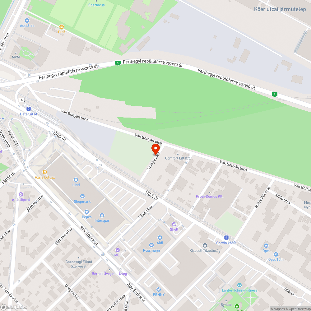 Tompa utcai szeméttelep bejelentés helye