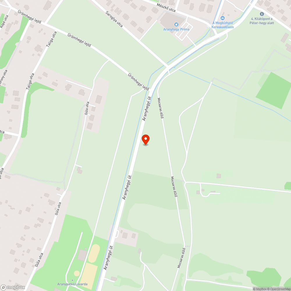 Aranyhegyi út megsüllyedt csatornafedelek bejelentés helye