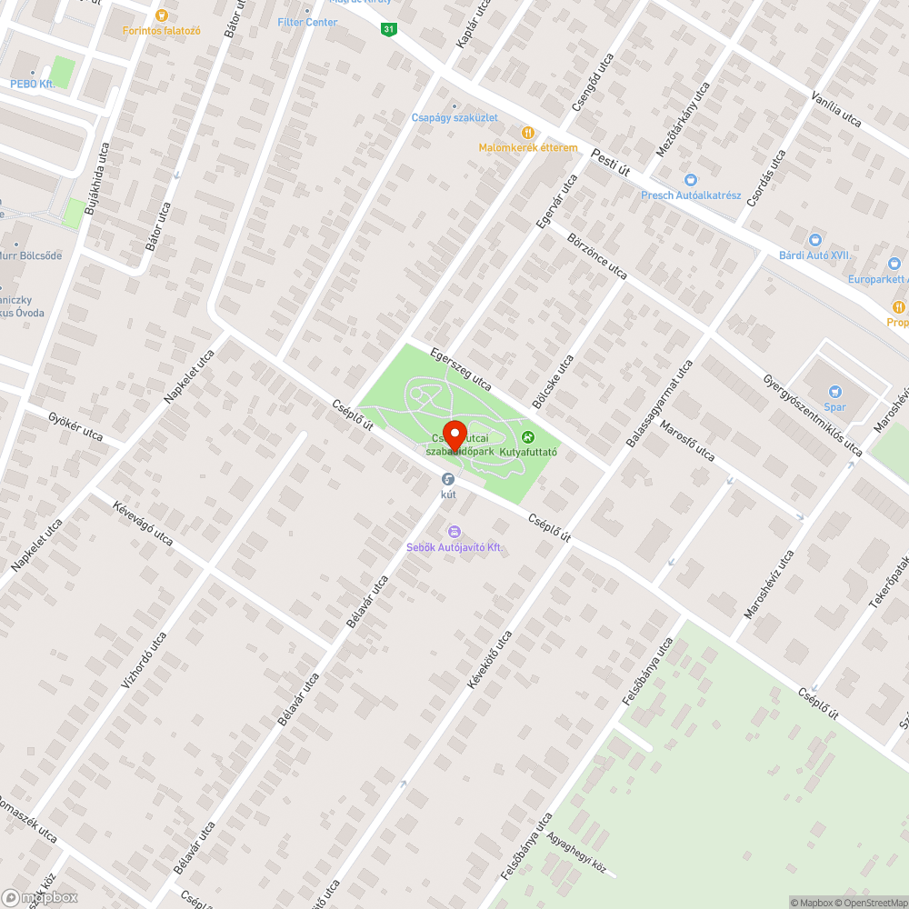 Cséplő park pumpavég hiányzik bejelentés helye