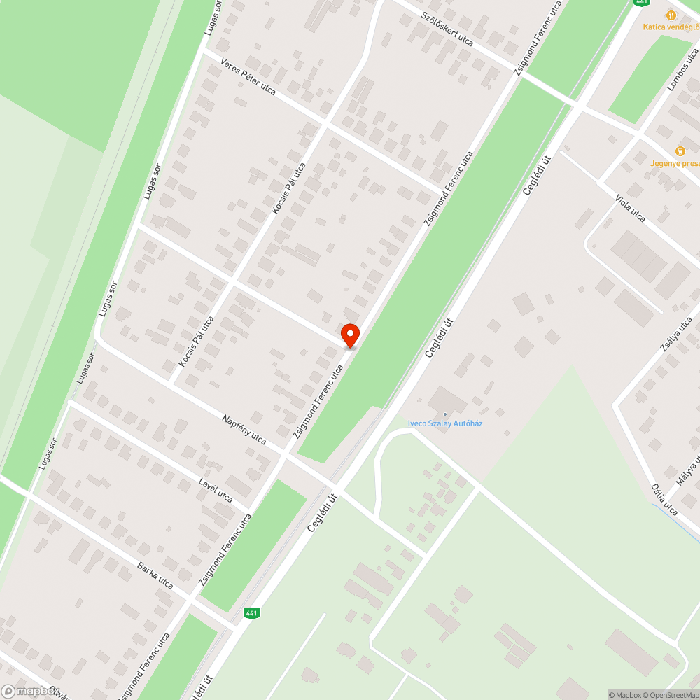 Kátyú bejelentés helye