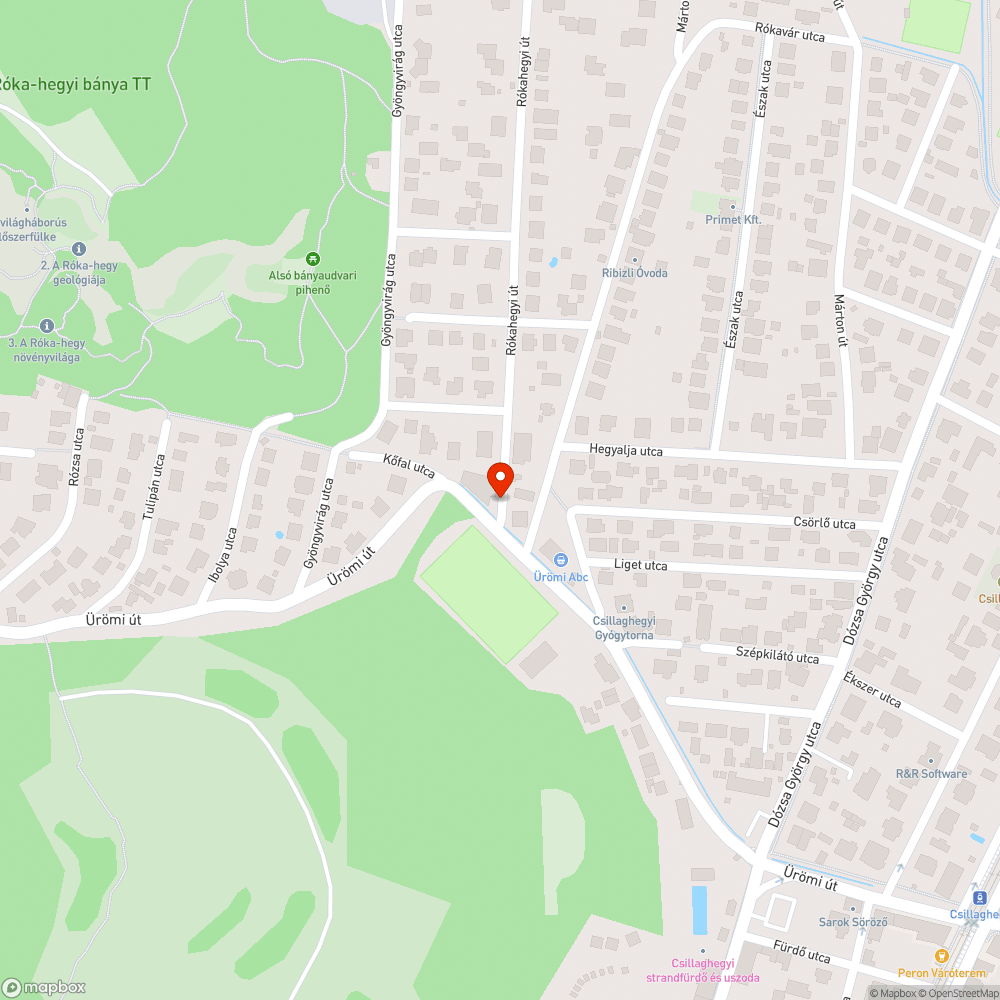 Rókahegyi út 6. sz. előtt elhagyott jármű bejelentés helye