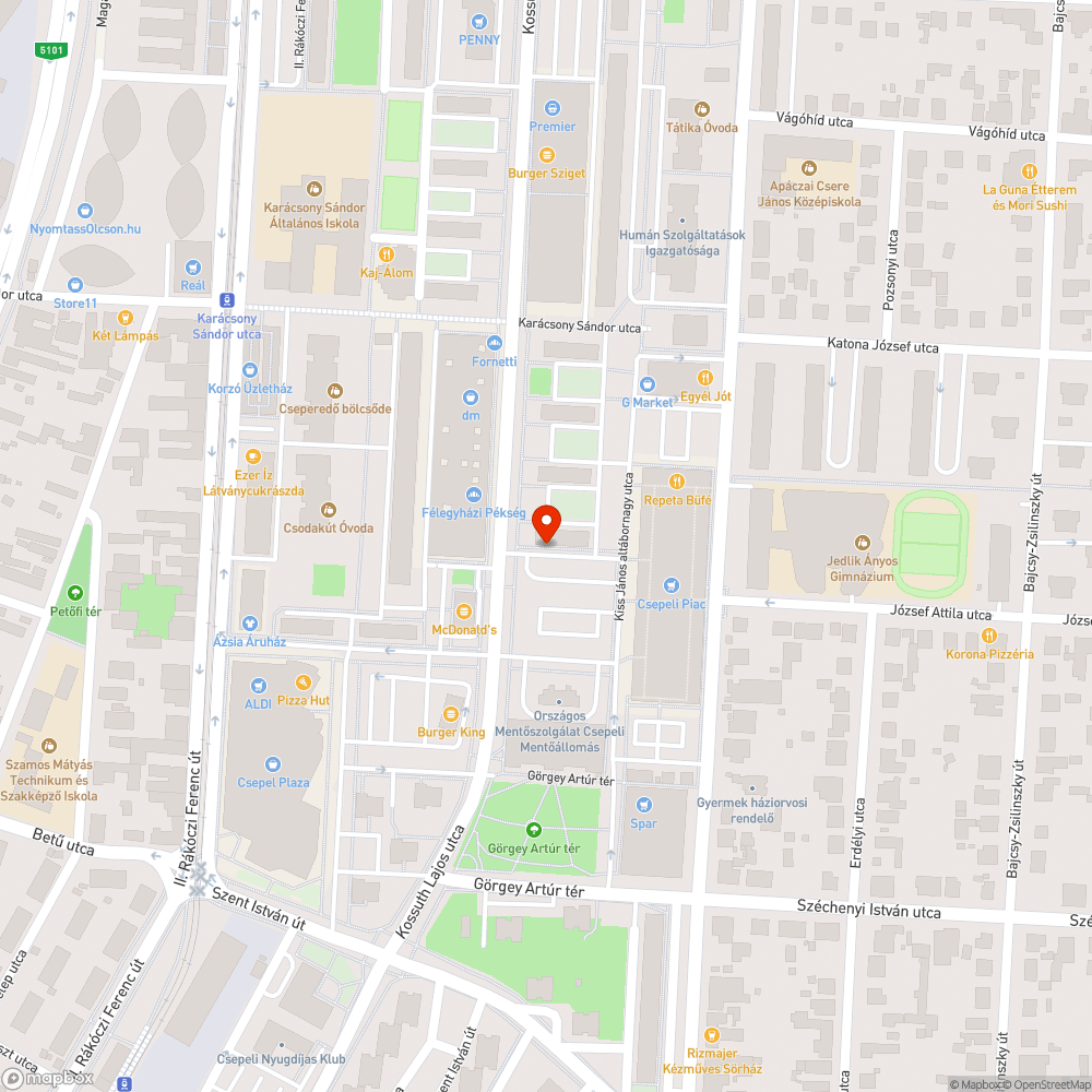 Kiszáradt fa bejelentés helye