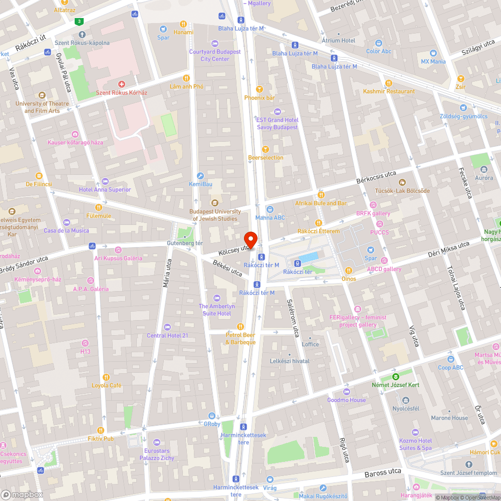 Lekopott kerékpársáv Rákóczi téren bejelentés helye