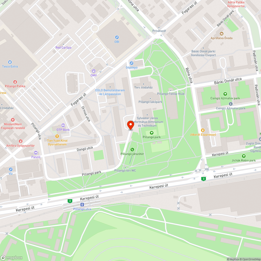 Víz elönti a parkot bejelentés helye