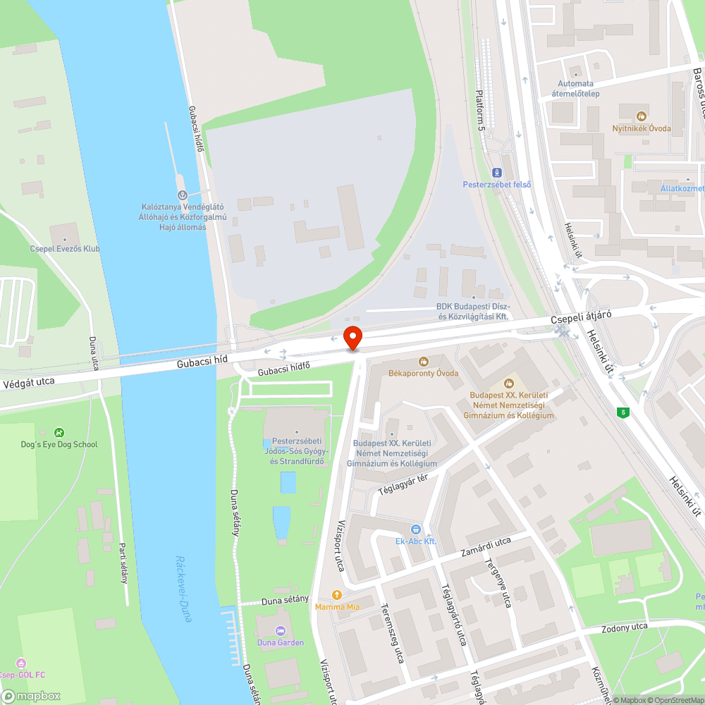 Pesterzsébet fürdőnél kátyúk bejelentés helye