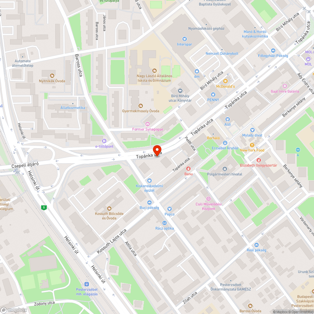 Kátyú az úton bejelentés helye