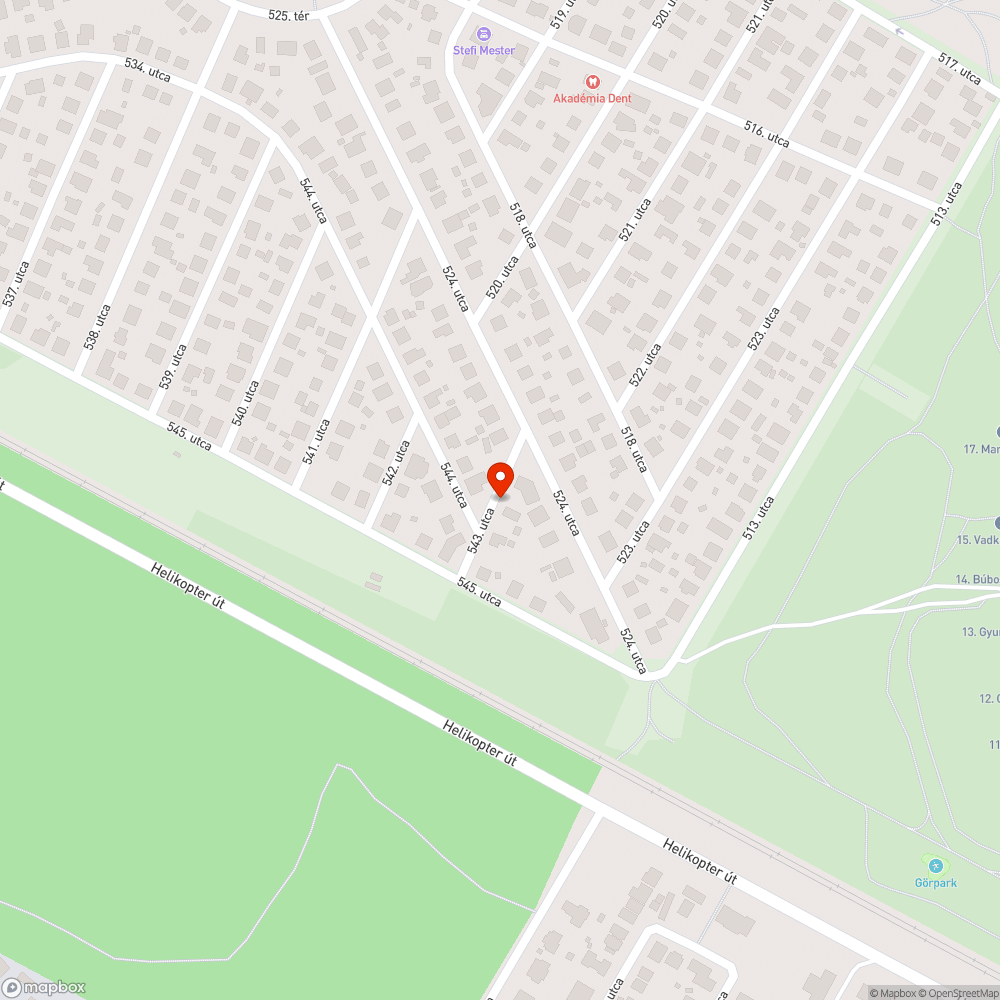 A kátyú bejelentés helye