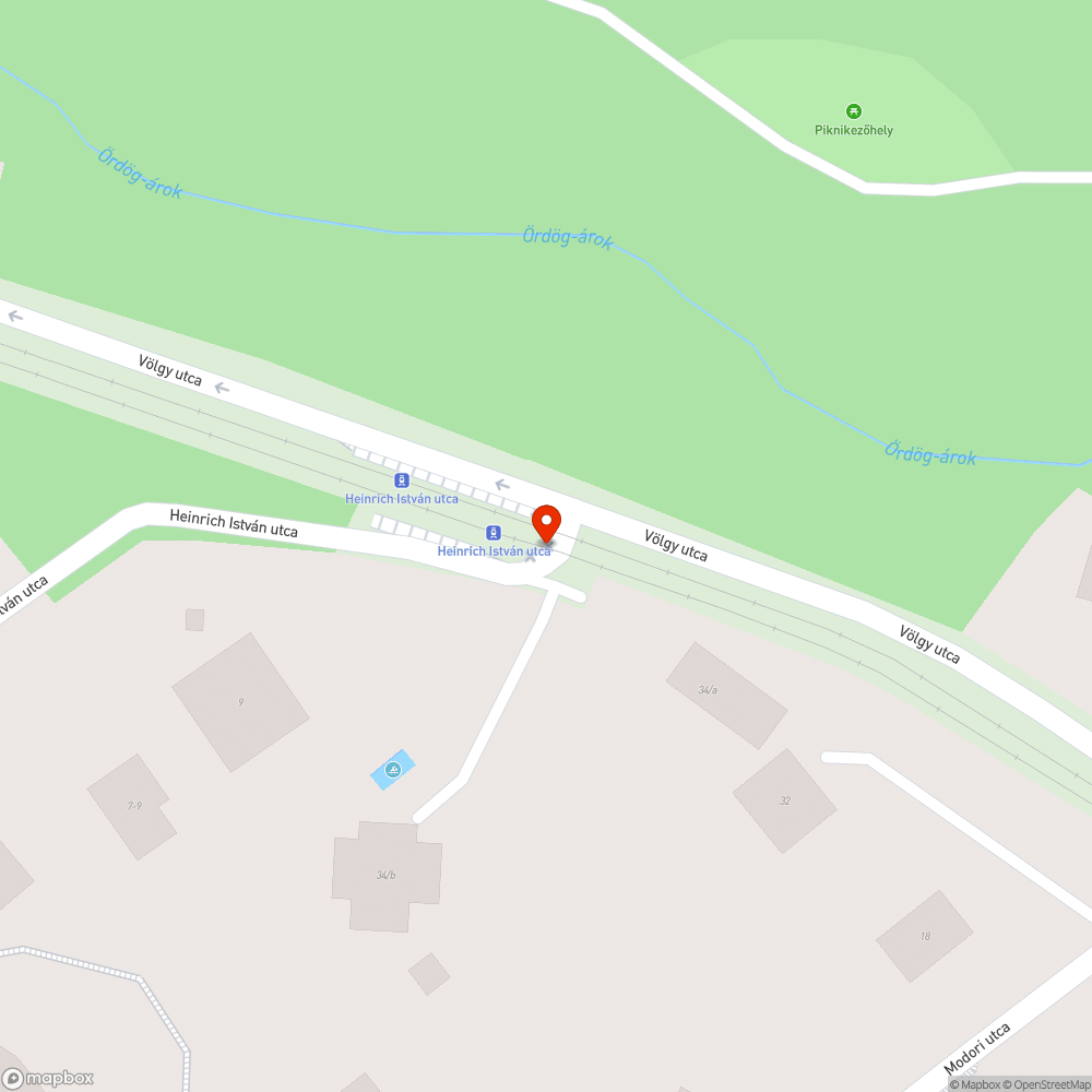 Heinrich István utcai villamosmegálló bejelentés helye