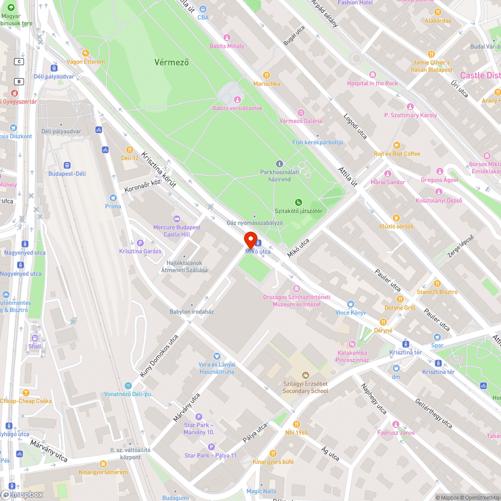 Budapest I. kerület Kuny - Krisztina csomópont forgalomtechnikai hiba bejelentés helye