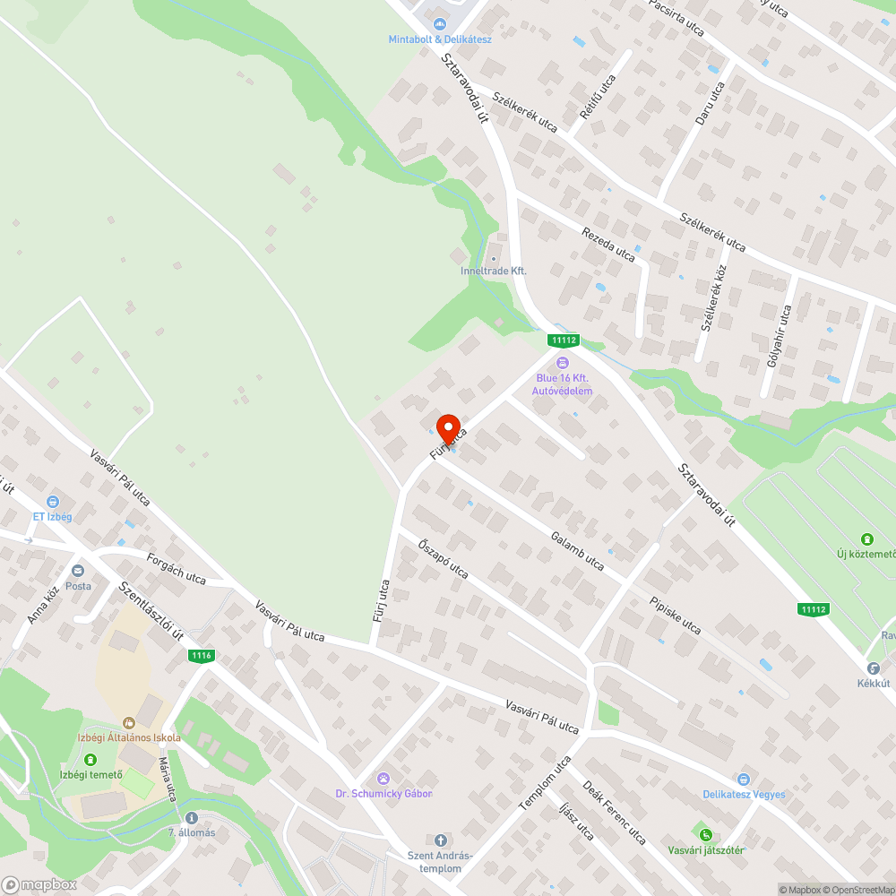 Pótlásra váró 'Fürj utca' tábla bejelentés helye