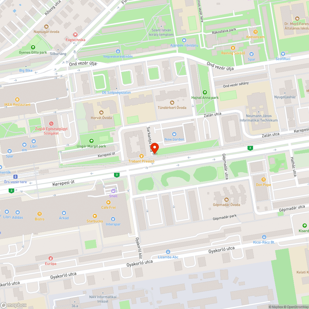 Javításra szoruló járda a Kerepesi úton. bejelentés helye