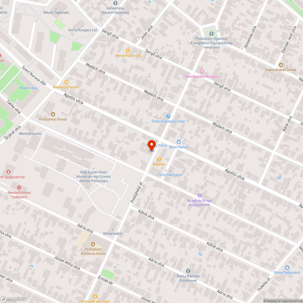 "Kerthelyiség" az úttesten? Pestújhelyi út 48. bejelentés helye