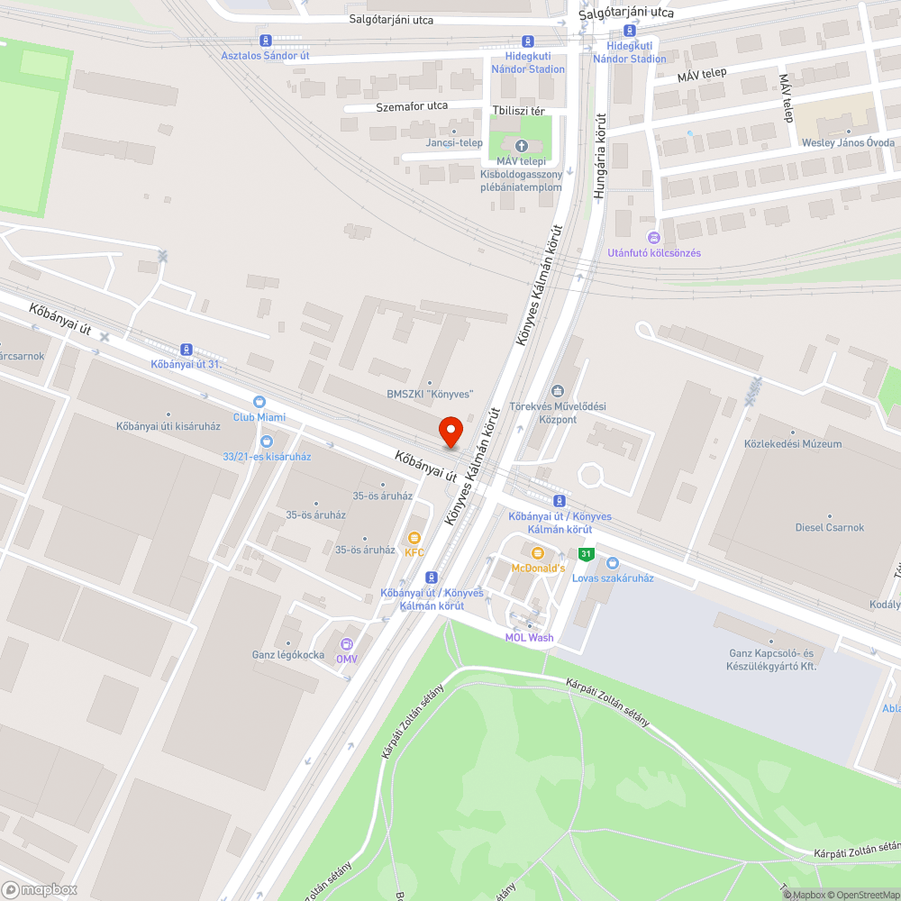 Kőszegély félredobva a Kőbányai úton. bejelentés helye