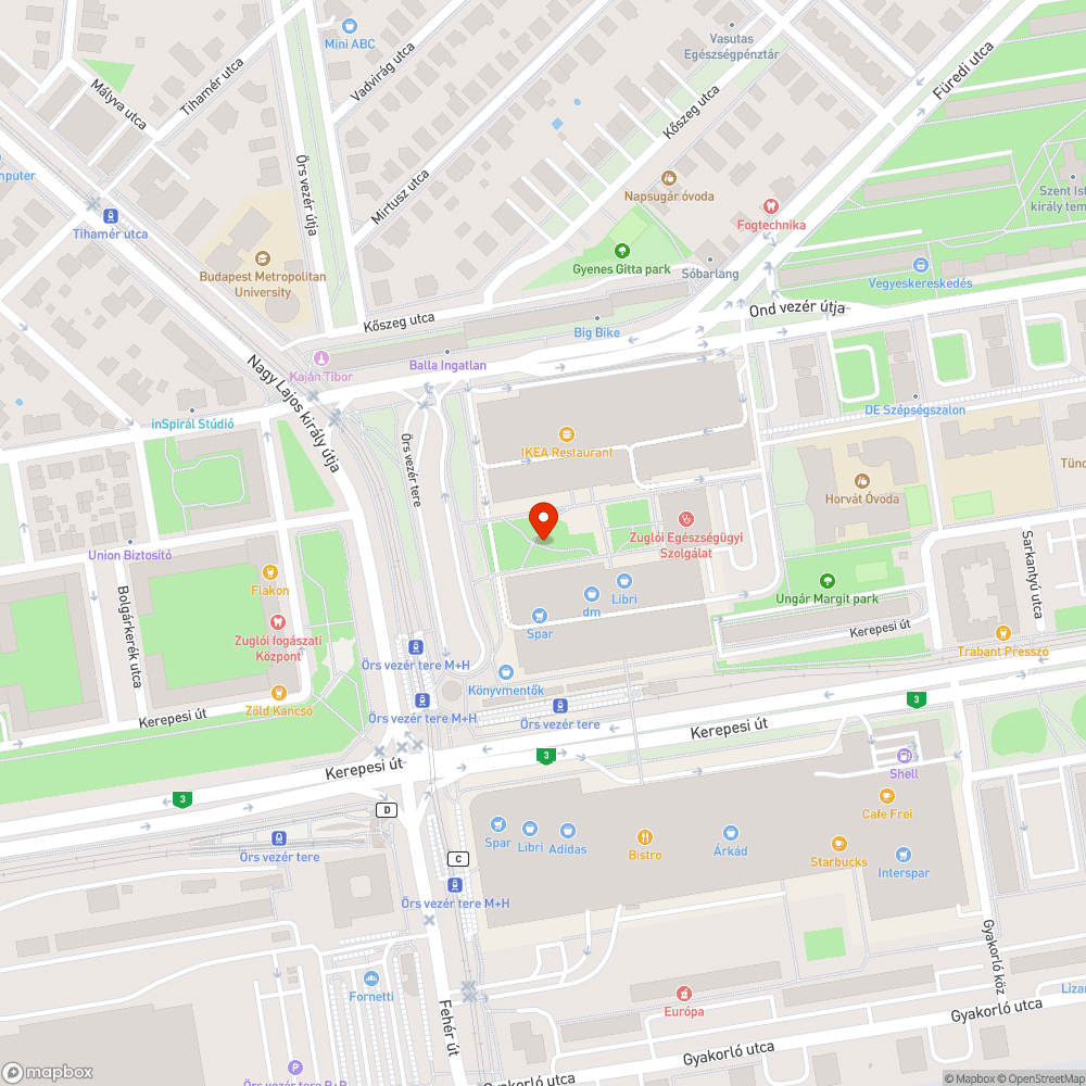 Kőszegélyek rossz állapota az Ikeánál (A parkban) bejelentés helye